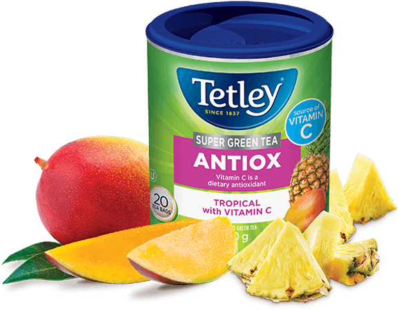 Tetley Super Green Tea Antiox - Tetley Peppermint 40 Teabags (635x570), Png Download