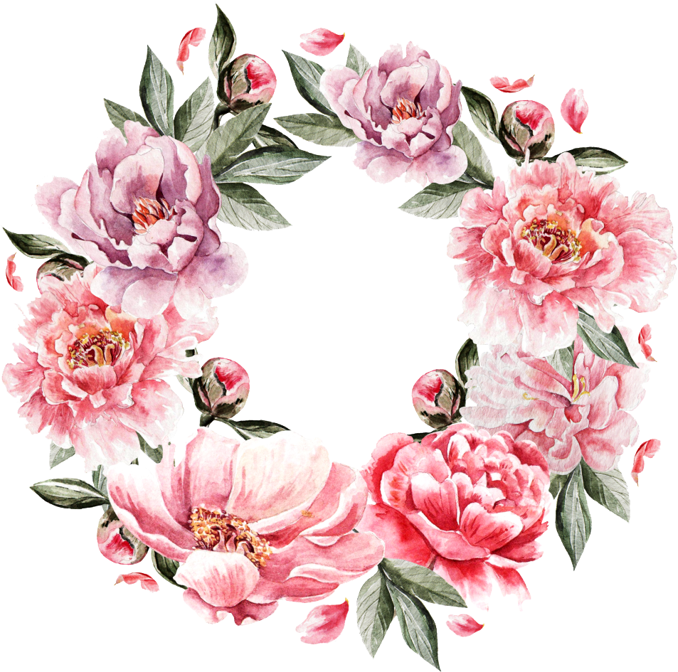 Download Hd Flower Bouquet Painting Pink Flower Ring Png Free Transparent Png Image Nicepng Com