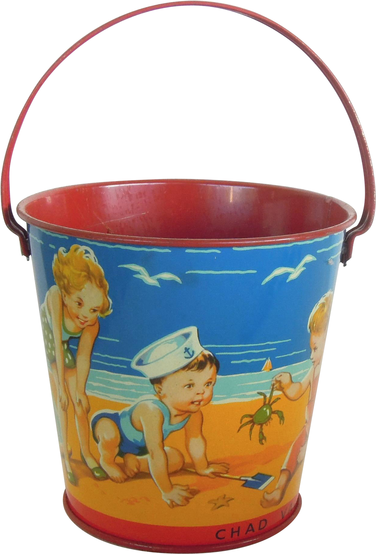 Vintage Chad Valley Beach Pail, England, Mint Condition - Vintage Beach Pails (1829x1829), Png Download