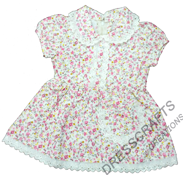 Floral Pomp Baby Frock - Pattern Baby Frock Design (600x575), Png Download