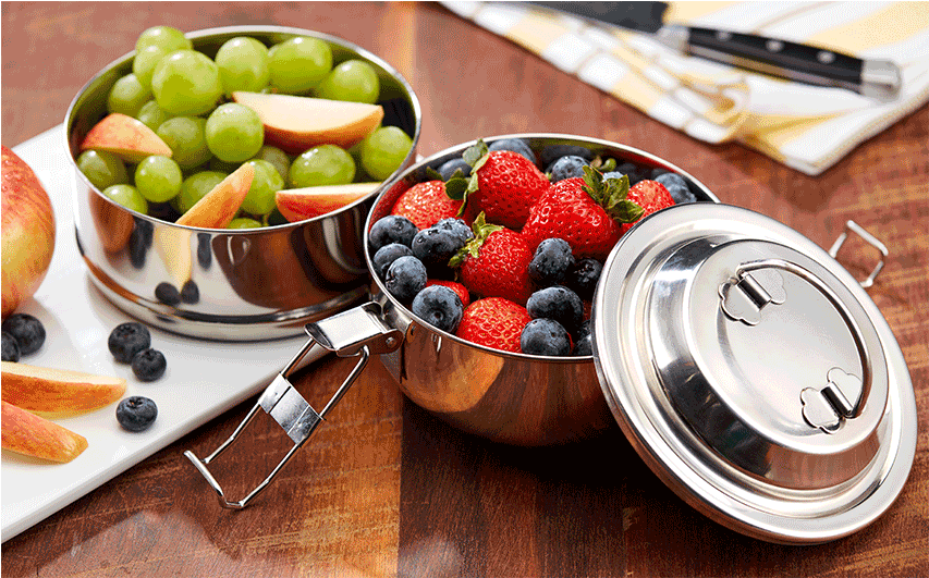 Raja 2-tier Tiffin Lunch Box Picnic - Happy Tiffin, Raja Domed 2 Tier Stackable Food Storage (1224x530), Png Download