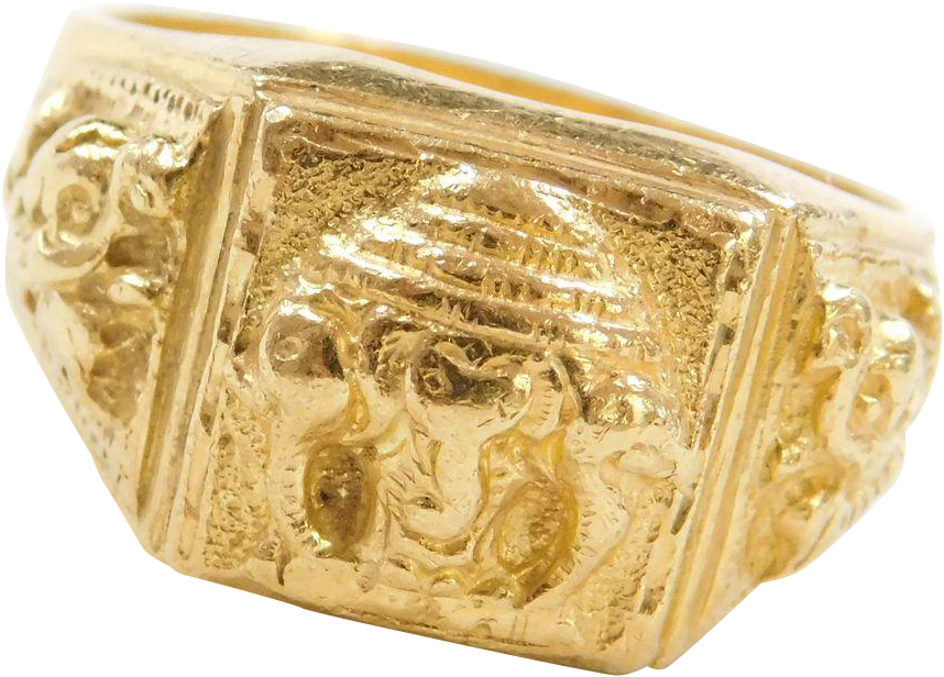 Vintage 24k Fine Baht Gold Ganesha / Ganesh Ring (857x857), Png Download