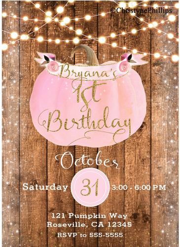Pink Pumpkin Sparkles Rustic Fall 1st Birthday Party - Thanksgiving (500x500), Png Download