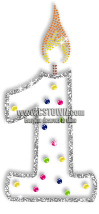 Bright Candle For The First Birthday Hotfix Bling Design - Birthday (450x450), Png Download