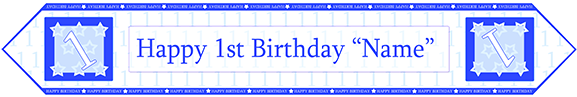 1st Birthday Blue Table Banner Party Supplies - Party (576x576), Png Download