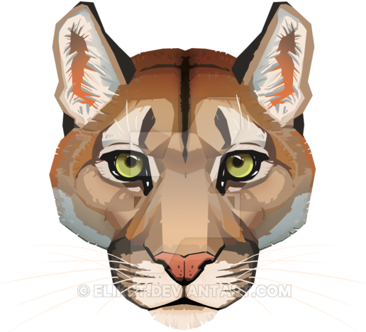 Cougar Face By Eliket On Deviantart Clip Black And - Cara Del Puma Animal (600x600), Png Download