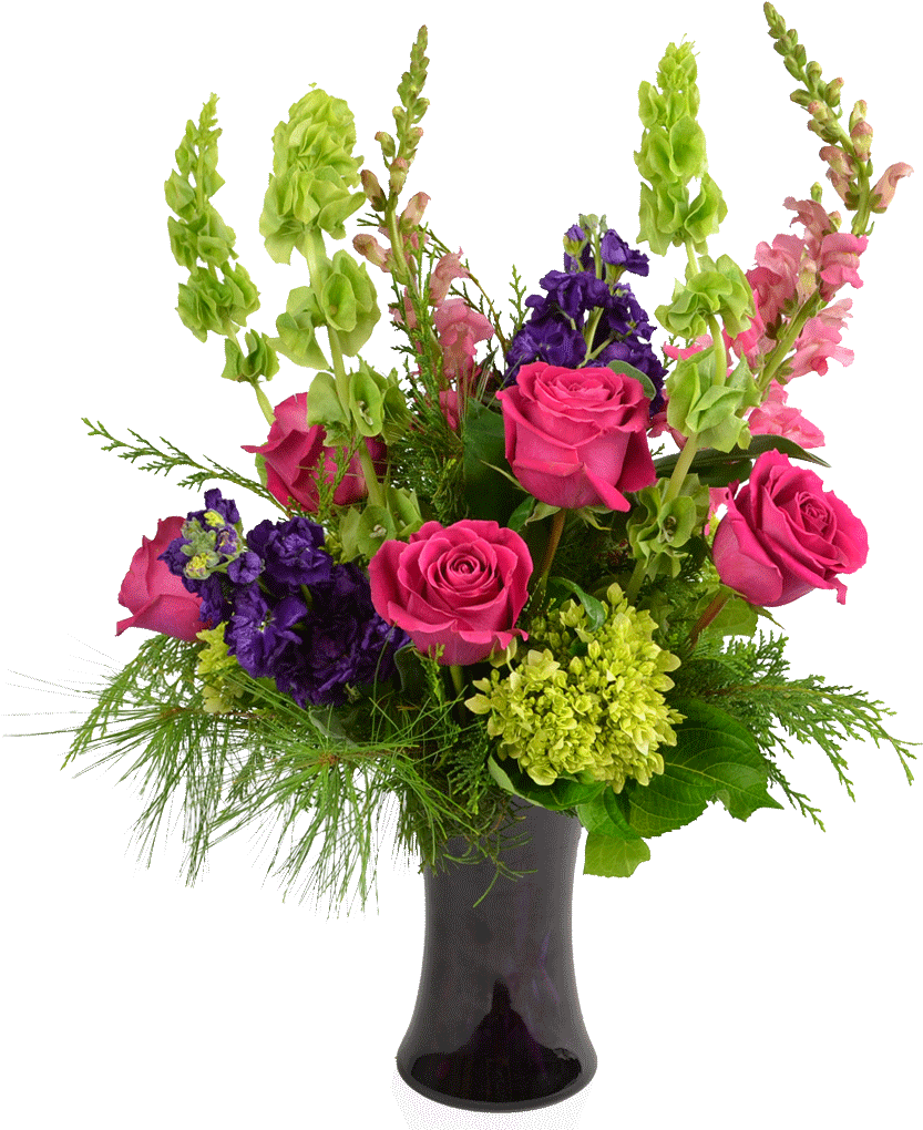 Pink Rose Flower Arrangement - Torch Flower Arrangement Png (1024x1024), Png Download