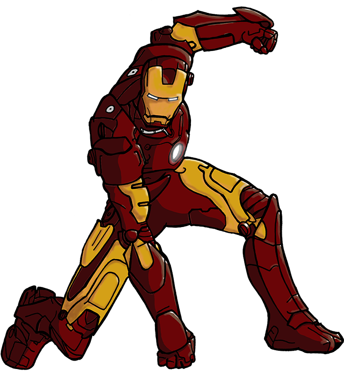 Iron Man Draw Colour Iron Man Colour - Iron Man Coloured Drawing (697x750), Png Download