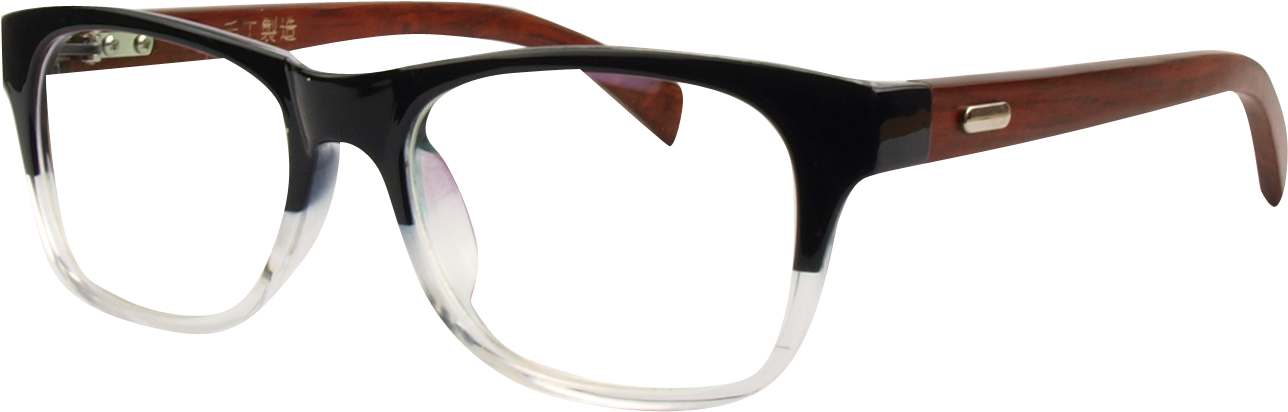 A3029 Black/clear Mens Glasses - Immense Prescription Glasses Full Rim Acetate And Wood (1440x600), Png Download