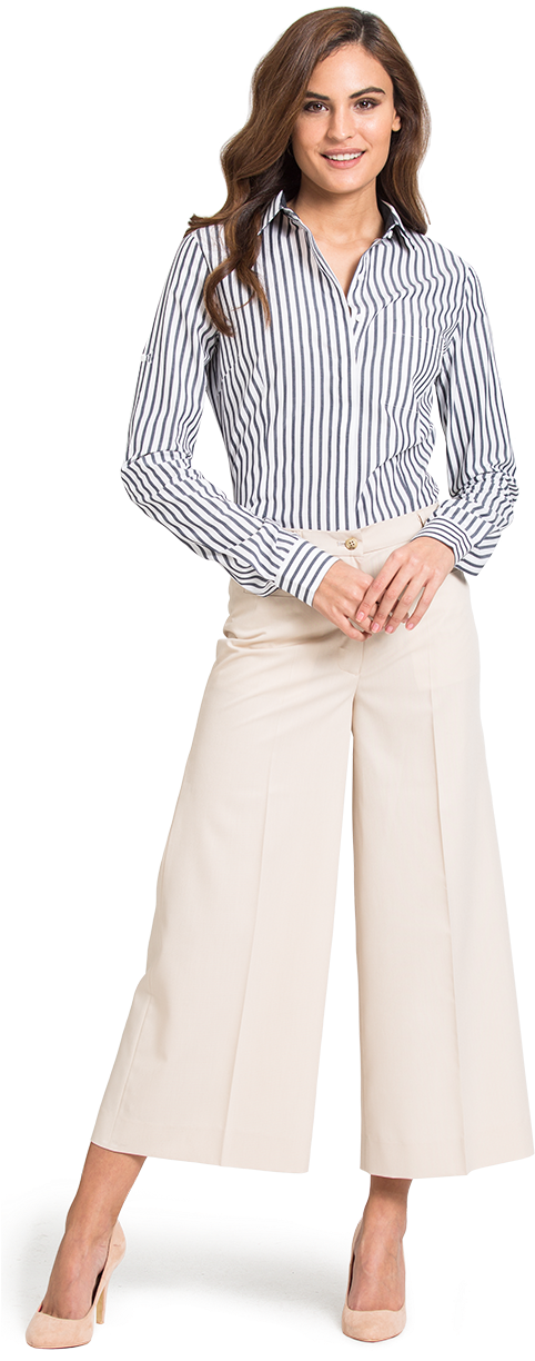 Womens Wide Leg Business Pants - Pants Trousers And Shirts For Ladies (483x1233), Png Download