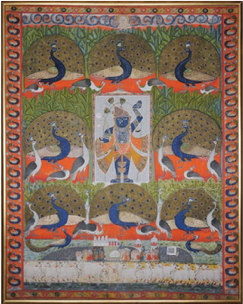 Mormukut Pichwai Of Krishna - Pichhwai (504x335), Png Download