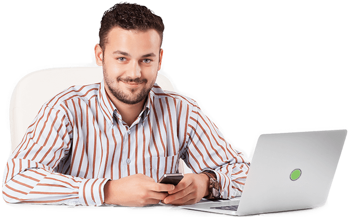 Business Vpn Man - Sitting (708x441), Png Download