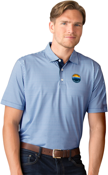 2445 Vansport™ Pro Mini-gingham Polo - Gingham (416x624), Png Download
