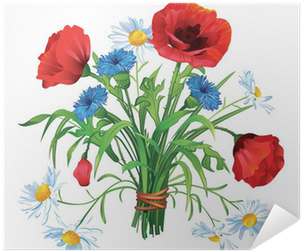 Colorful Summer Bouquet Of Wildflowers On A White Background - Blumenstrauß Clipart (400x400), Png Download