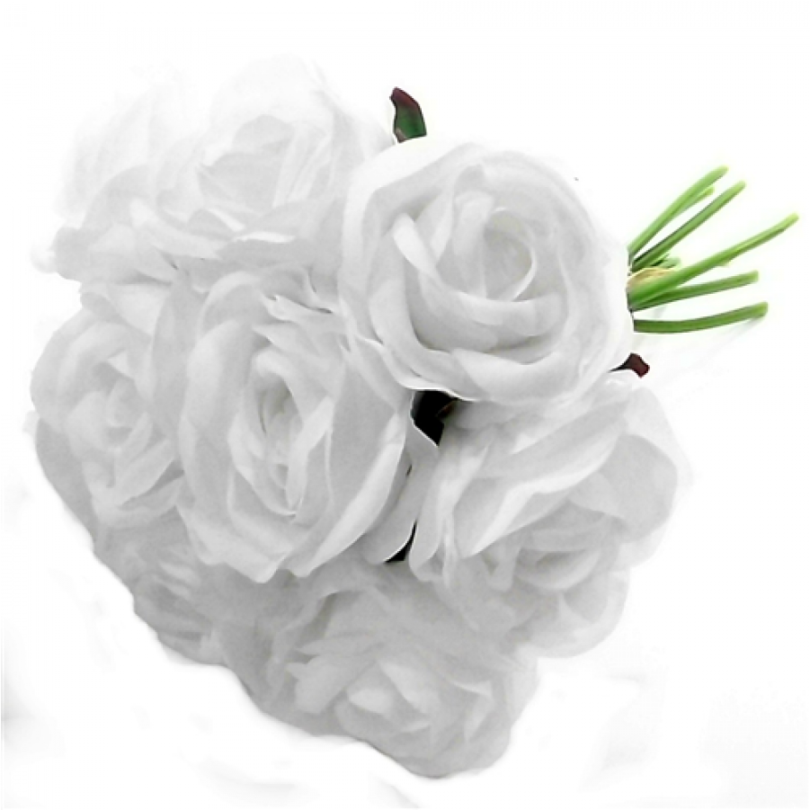 Bundle Of 9 White Silk Roses - Artificial Flower (900x1115), Png Download