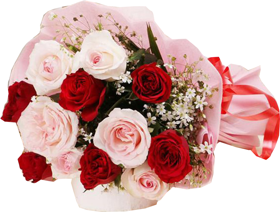 Red And Pink Roses Bunch - Red And Pink Roses Bouquet (1000x1000), Png Download
