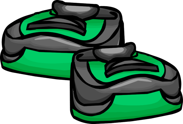 Green Running Shoes - Club Penguin Green Shoes (640x432), Png Download