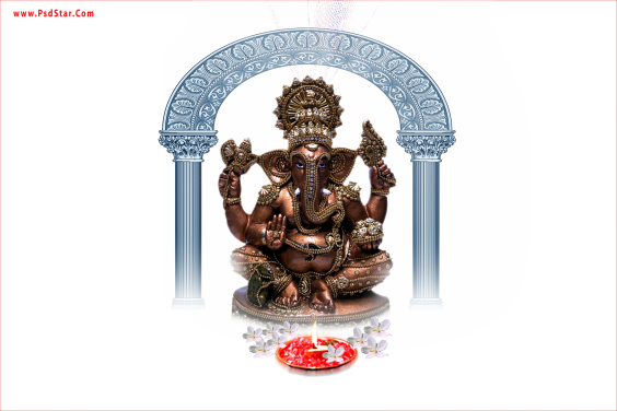 Ganesh Murat Dark Color - Ganesha (564x376), Png Download