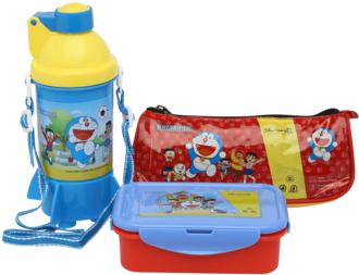 Unisex Doraemon Tiffin Box, Water Bottle And Pencil - Pencil Case (340x510), Png Download
