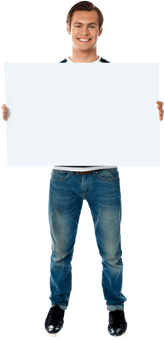 Free Png Men Holding Banner Png Images Transparent - Holding A Banner Png (480x704), Png Download
