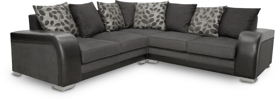Grey And Black Corner Sofa - Milan Fabric Corner Brown (1141x855), Png Download