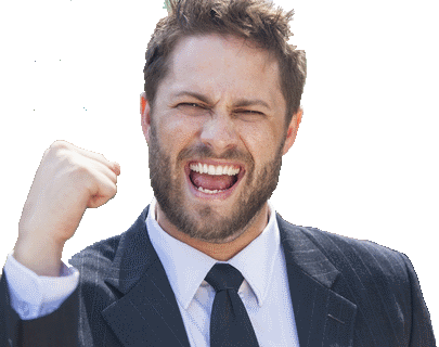 Businessman Fist Pump - Businessman Raise Fist Up (405x320), Png Download