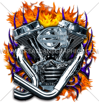 Graphic Transparent Fire Production Ready Artwork For - Motorcycle Engine On Fire (342x385), Png Download