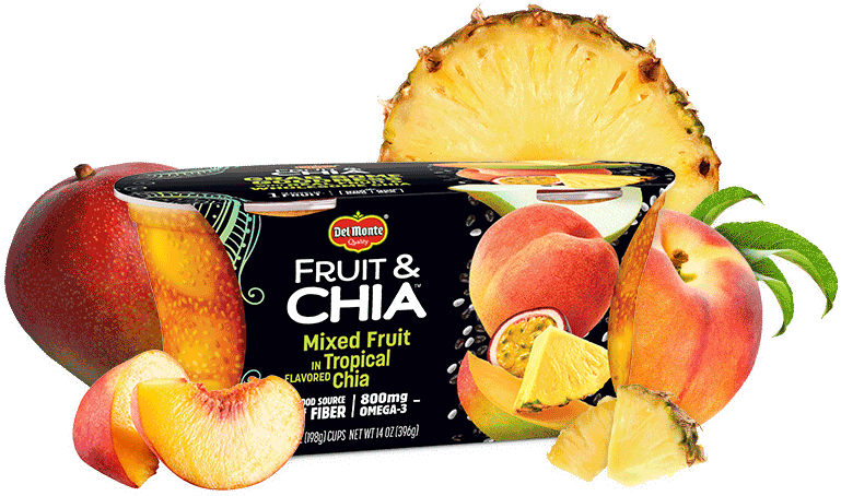 Fruit & Chia™ Mixed Fruit In Tropical Flavored - Del Monte Fruit & Chia, 14 Oz (1050x500), Png Download