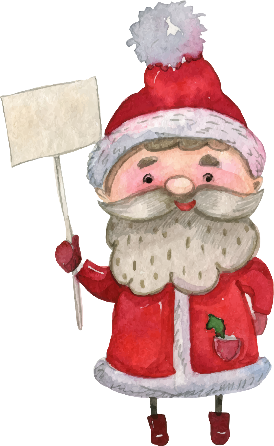 Drawn Grape Santa Claus - Watercolor Santa Cartoon (2000x2000), Png Download