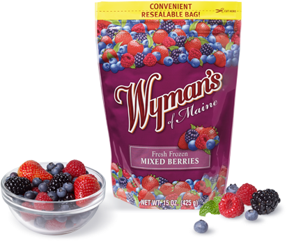Mixed Berries - Wyman's Wild Blueberries In Water - 14 Oz Can (638x359), Png Download