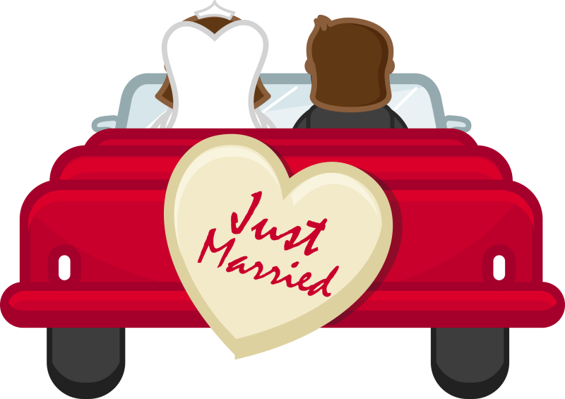 Pin Wedding Clipart Png Free Download - Just Married Car Png (800x565), Png Download