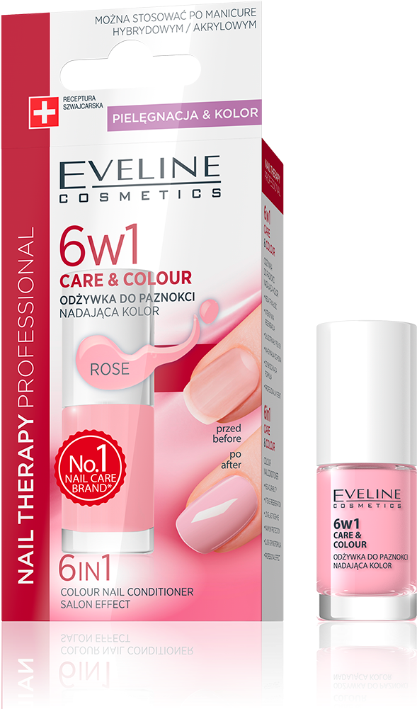 6 In 1 Care & Colour Nail Conditioner - Eveline Cosmetics (1000x1000), Png Download