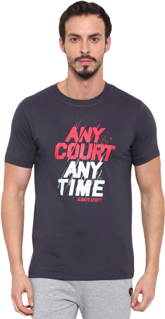 Steve Charcoal Color Round Neck T Shirts For Men - Round Neck T Shirts For Men (480x640), Png Download