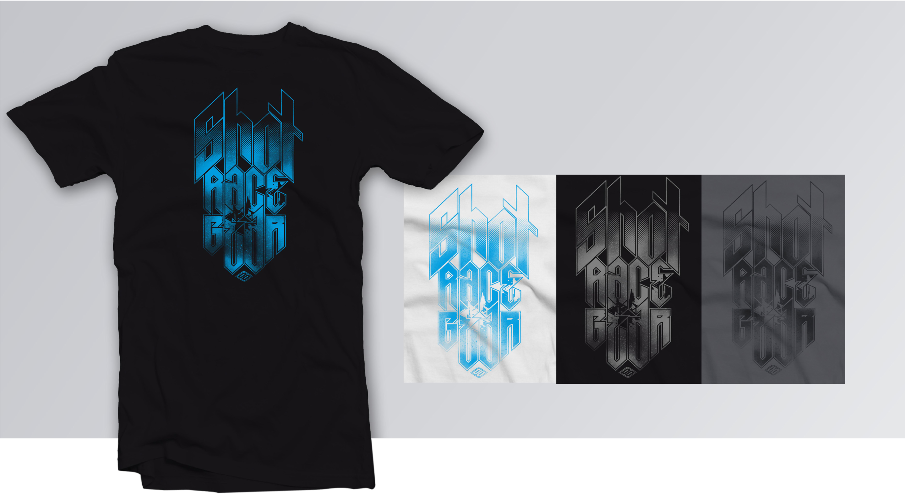 T-shirt Men Shot Race Gear Black White Blue - Active Shirt (2880x2036), Png Download