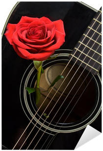 Pixerstick-klistremerke Rød Rose Inne I Gammel Svart - Guitar (400x400), Png Download