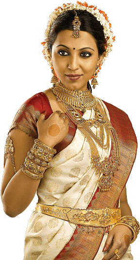 Traditional South Indian Bride Wearing Bridal Jewellery - Dulhan With Jewellery Png (342x541), Png Download