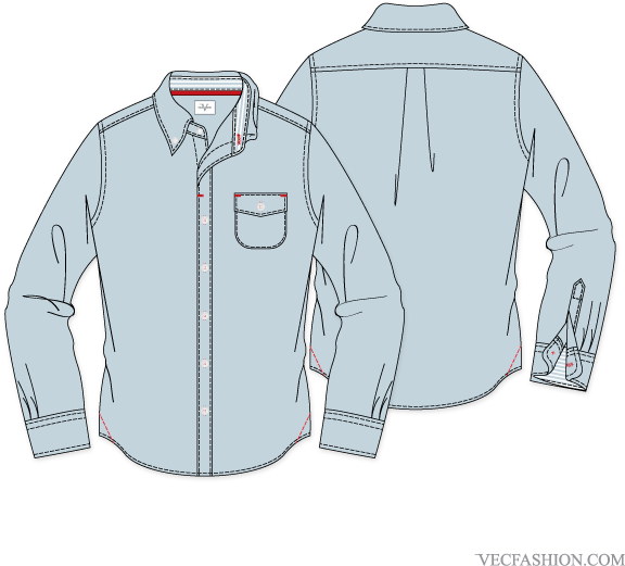 Men With Button Down Collar Fashion Pinterest - Button Down Flat Sketch (600x600), Png Download