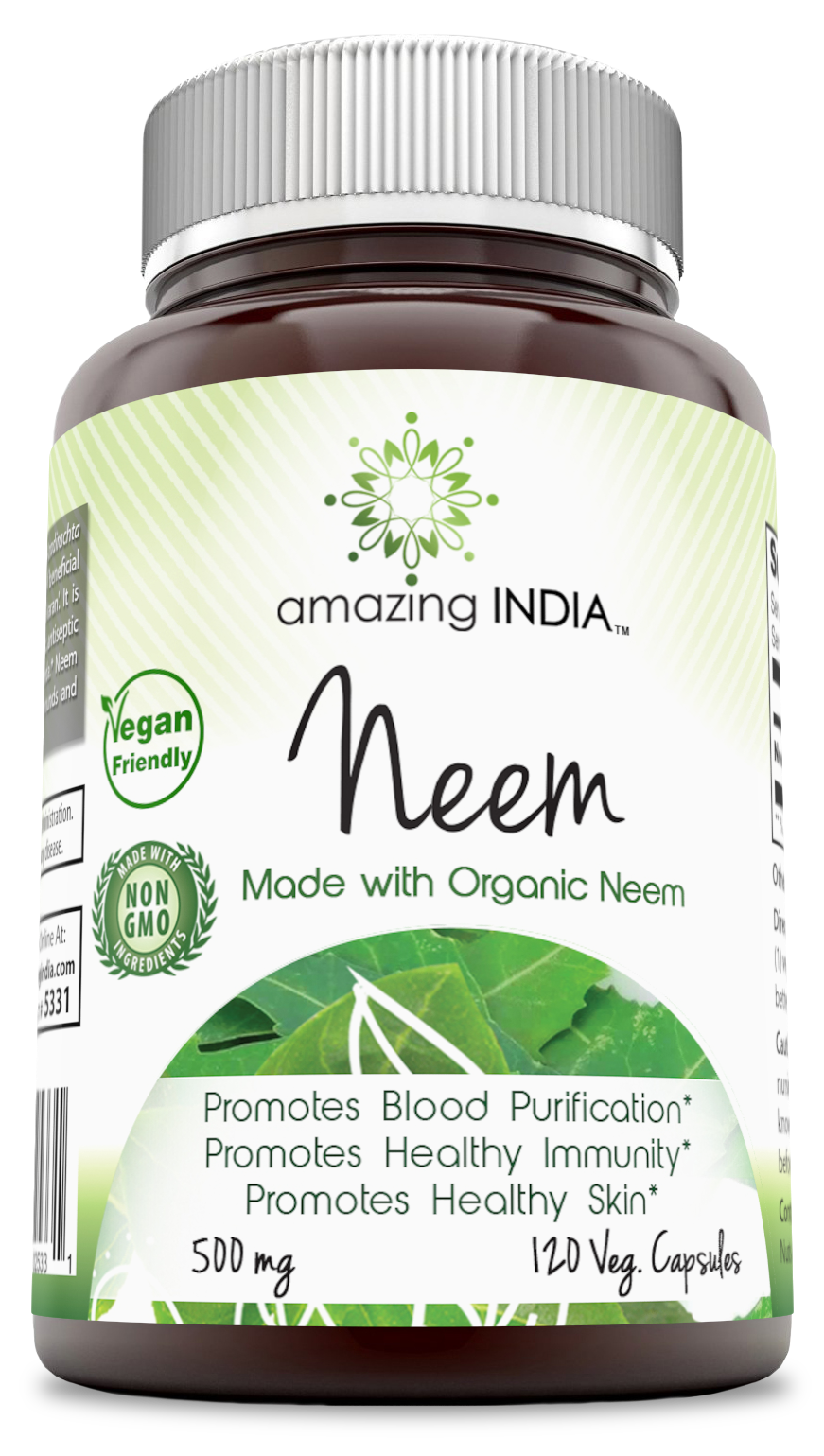 Amazing India Neem 500 Mg 120 Vcaps - Amazing India Ashwagandha 500 Mg 120 Veg Capsules (1600x1600), Png Download