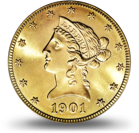 $10 Gold Liberty $5 Liberty Coins - Gold (460x500), Png Download