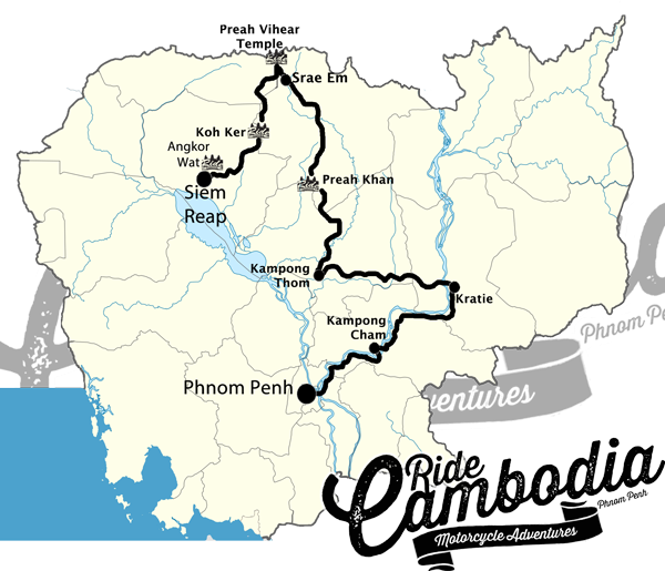 Mekong & Temple Dirt Bike Tour - Cambodia Map High Resolution (600x515), Png Download