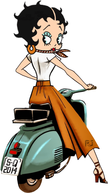 Betty Boop Or Vespa Looking Over Shoulder - Scooter (500x700), Png Download
