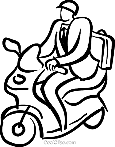 Businessman On A Motor Scooter Royalty Free Vector - Scooter (375x480), Png Download