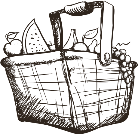 Collection Of Free Basket Drawing Easy Fruit Download - Fruits Inside Basket Art (550x550), Png Download
