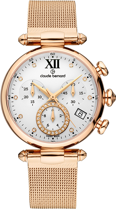 Claude Bernard 10216 37r Apr1 Gold White Lady Chronograph - Claude Bernard 10216 37r Apr1 (729x1000), Png Download