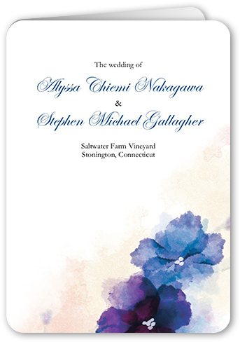 Soft Bougainvillea Wedding Program, Blue - Wedding Invitation (350x500), Png Download