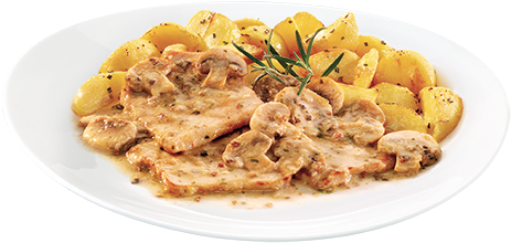 Scaloppine Ai Funghi Con Patate (540x260), Png Download