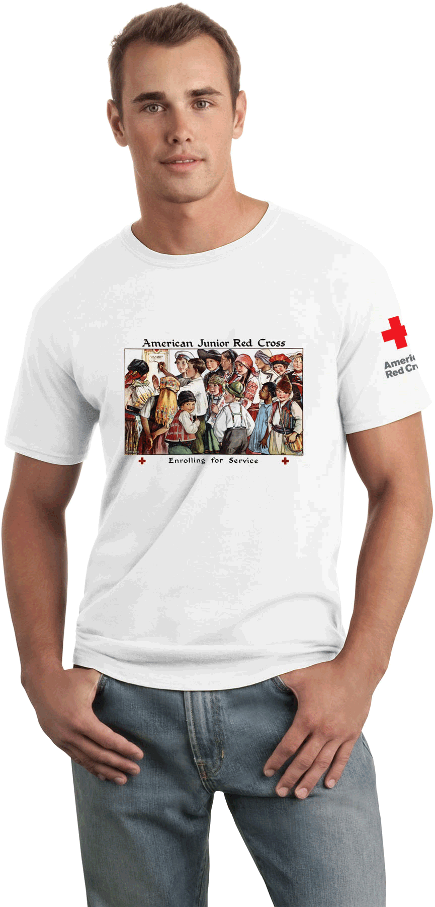 Unisex T Shirt With American Junior Red Cross Kids - Gildan Soft Style (1800x1800), Png Download