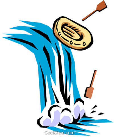 Waterfalls Royalty Free Vector Clip Art Illustration - Raft Clip Art (418x480), Png Download