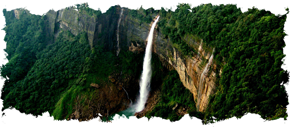 Noh Kalikai Water Falls - Nohkalikai Falls (570x250), Png Download