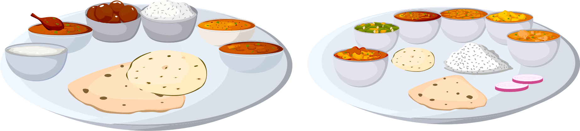 The Great Indian Thali - Indian Cuisine (2000x1000), Png Download